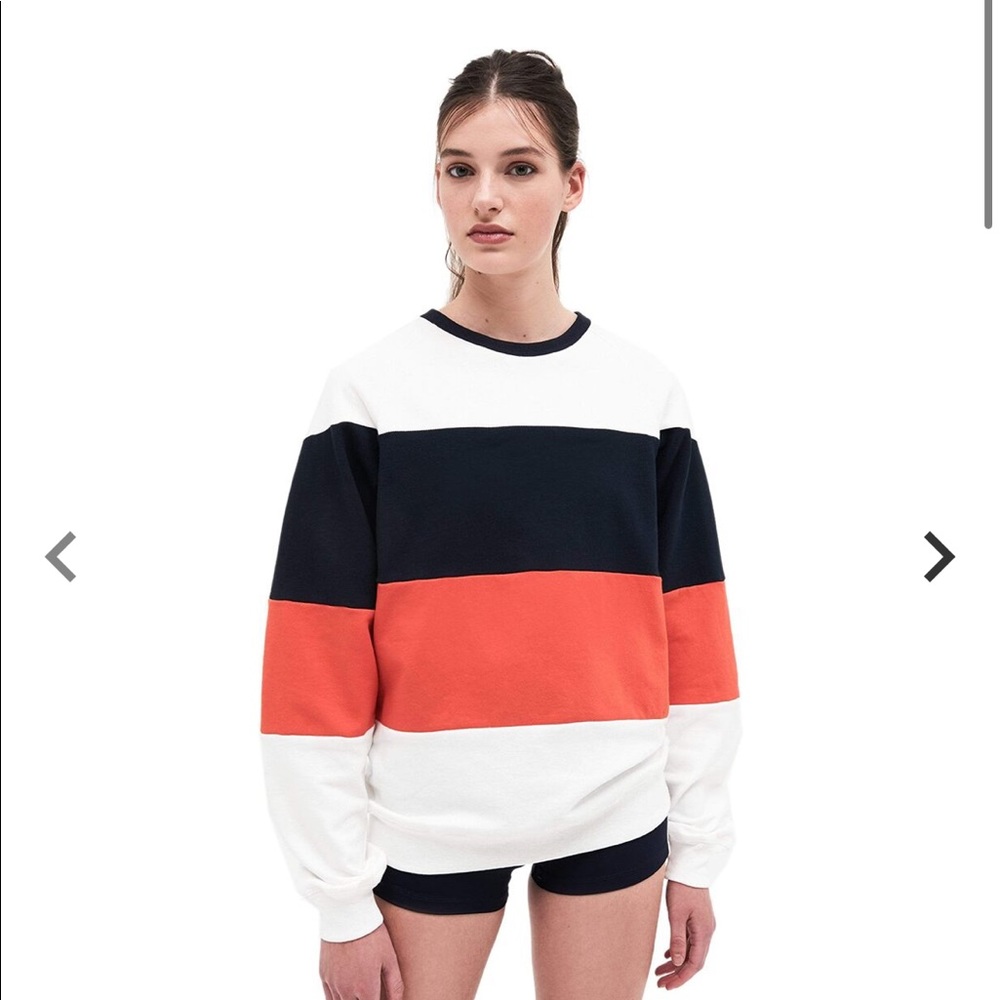 Splits59 French Terry Jill Sweatshirt- off white, indigo & fire- S- NWT
